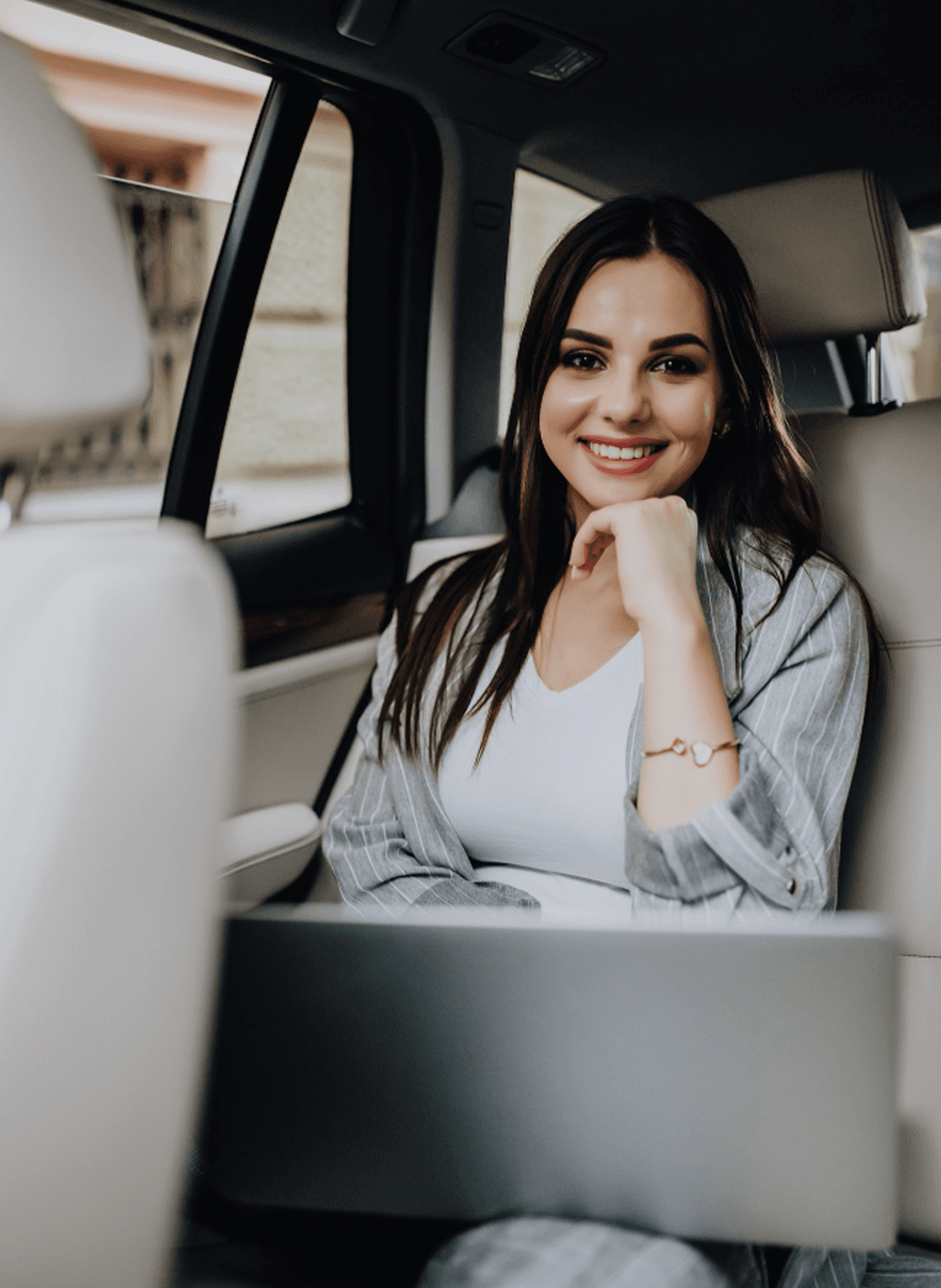 A passenger riding comfortably in the back of a Zippy cab