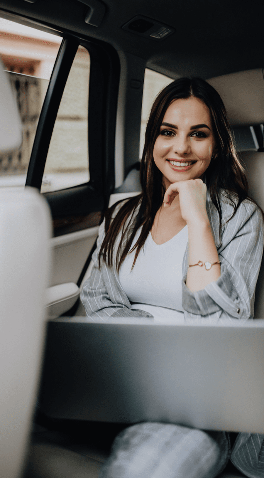 A passenger riding comfortably in the back of a Zippy cab